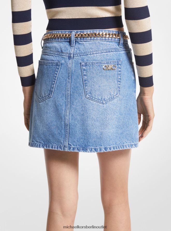 Kleidung de Michael Kors Frauen Jeans-Minirock mit Gürtel Engelblaue Waschung 404V22582