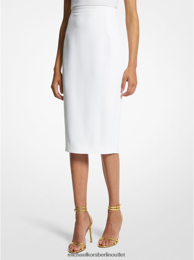 Kleidung de Michael Kors Frauen Kollektion: Bleistiftrock aus doppeltem Crêpe-Zobelleder Optik weiß 404V223438