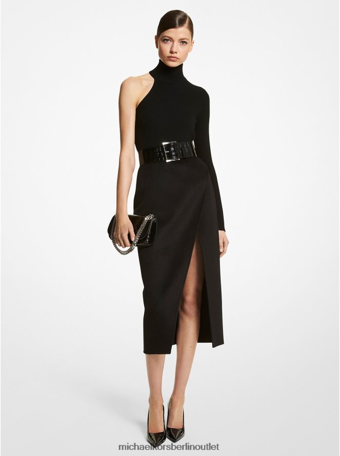 Kleidung de Michael Kors Frauen Kollektion Doubleface-Cashgora-Scherenrock Schwarz 404V223623