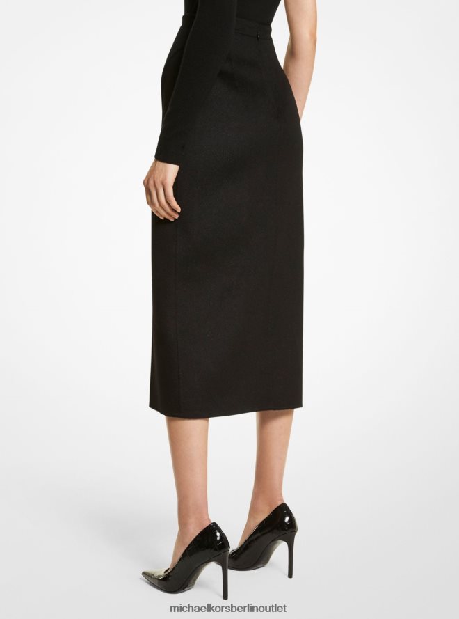 Kleidung de Michael Kors Frauen Kollektion Doubleface-Cashgora-Scherenrock Schwarz 404V223623