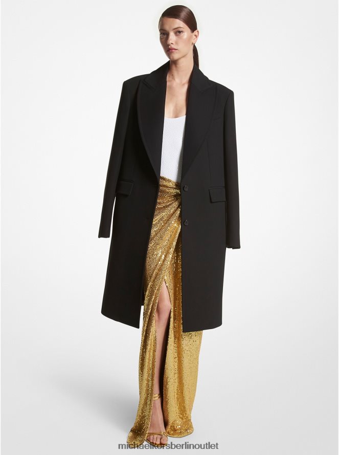 Kleidung de Michael Kors Frauen Kollektion handbestickter Pareo-Rock aus Stretch-Jersey mit Pailletten Düne 404V223456