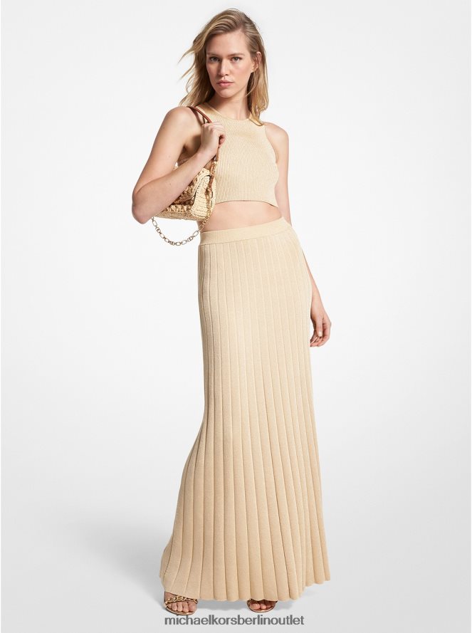 Kleidung de Michael Kors Frauen Metallic-Rippstrickrock Gold 404V22573