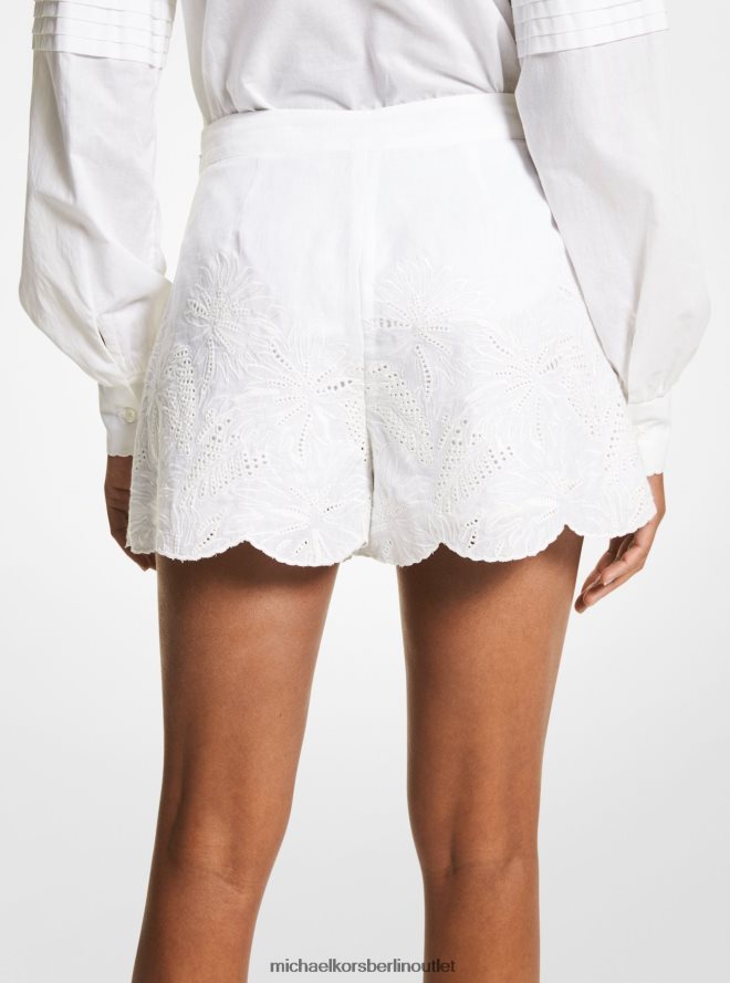 Kleidung de Michael Kors Frauen Shorts aus Hanf mit Palmenösen Weiß 404V22597