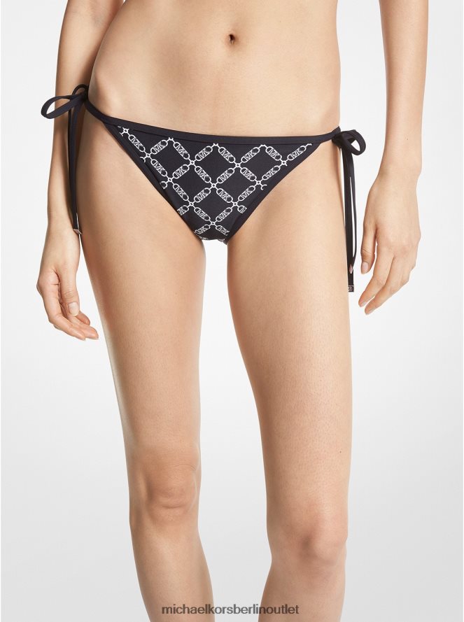Kleidung de Michael Kors Frauen Bikinihose mit Empire-Logo Schwarz 404V22549