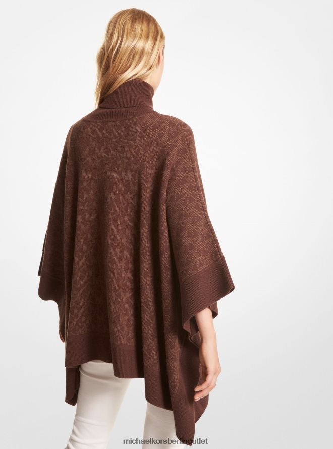 Kleidung de Michael Kors Frauen Rollkragenponcho aus Jacquard mit Logo Schale 404V22439