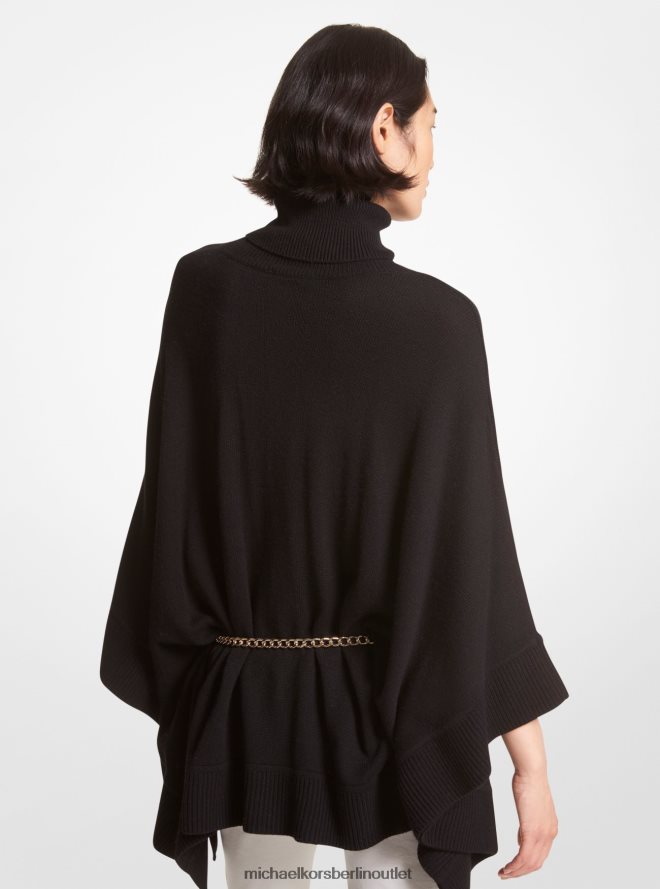 Kleidung de Michael Kors Frauen Rollkragenponcho aus Wollmischung Schwarz 404V22425