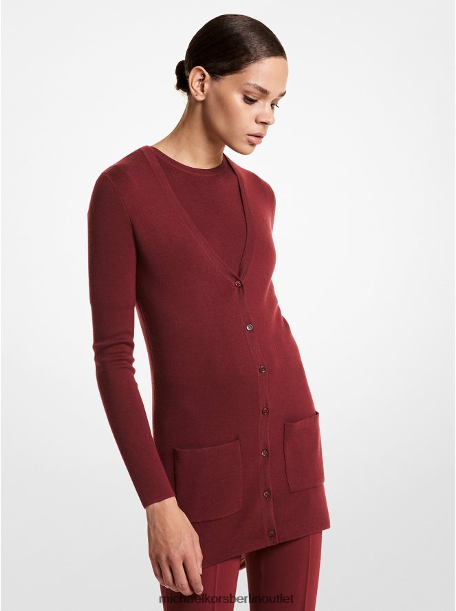 Kleidung de Michael Kors Frauen Kollektion Bette Kaschmir-Cardigan Burgund 404V223682