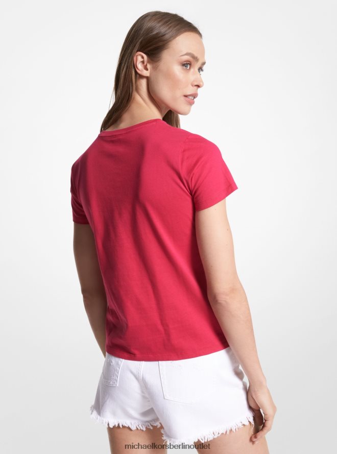Kleidung de Michael Kors Frauen T-Shirt aus Bio-Baumwolle mit Logo-Charme-Print Karminrosa 404V22380