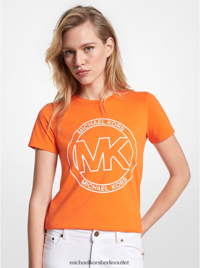 Kleidung de Michael Kors Frauen T-Shirt aus Bio-Baumwolle mit Logo-Charme-Print Mohn 404V22382