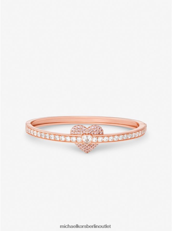 Schmuck de Michael Kors Frauen 14-karätig rosévergoldeter Sterlingsilber-Herz-Armreif mit Pavé-Fassung Roségold 404V222448