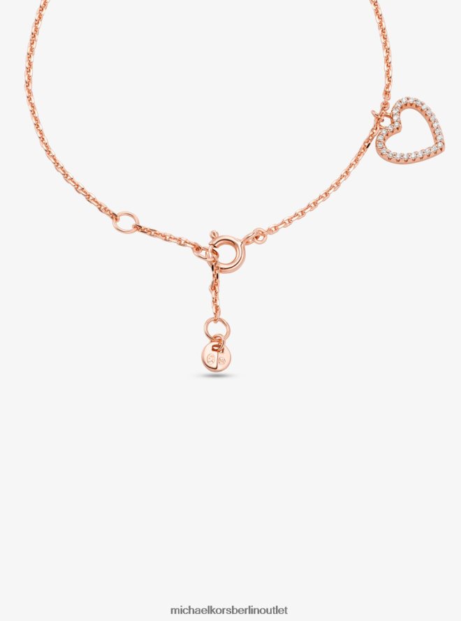 Schmuck de Michael Kors Frauen 14-karätig rosévergoldetes Sterlingsilber-Pavé-Herzarmband Roségold 404V222447