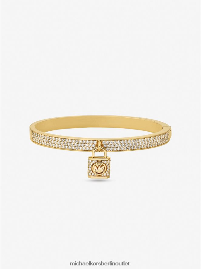 Schmuck de Michael Kors Frauen 14-karätig vergoldeter Messing-Pavé-Schloss-Armreif Gold 404V222438