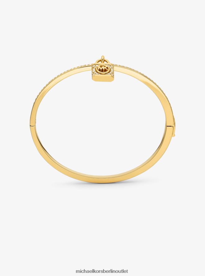 Schmuck de Michael Kors Frauen 14-karätig vergoldeter Messing-Pavé-Schloss-Armreif Gold 404V222438
