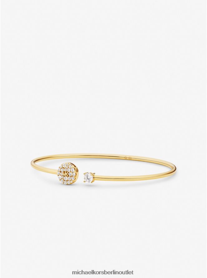 Schmuck de Michael Kors Frauen Armreif mit Pavé-Scheibe und Nieten aus Sterlingsilber mit Edelmetallbeschichtung Gold 404V222474