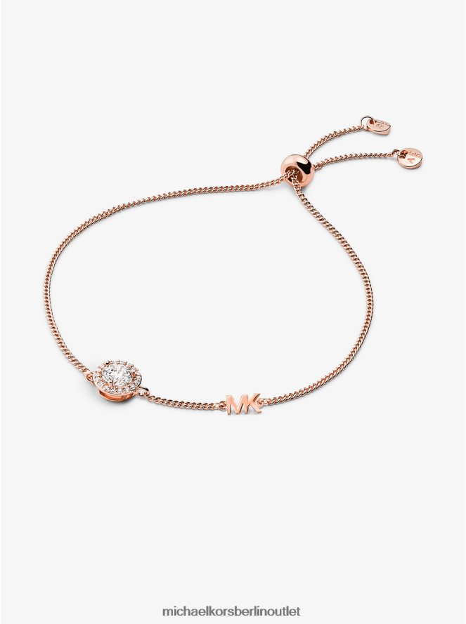 Schmuck de Michael Kors Frauen Halo-Schiebearmband aus Sterlingsilber mit Edelmetallbeschichtung und Pavé-Fassung Roségold 404V222444