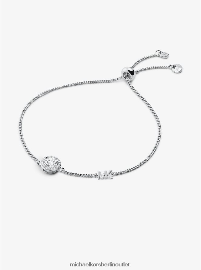 Schmuck de Michael Kors Frauen Halo-Schiebearmband aus Sterlingsilber mit Edelmetallbeschichtung und Pavé-Fassung Silber 404V222443