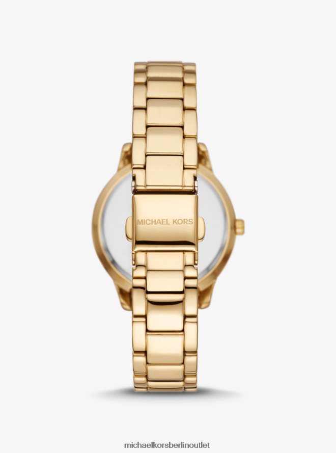 Schmuck de Michael Kors Frauen Mini-Tibby-Geschenkset mit goldfarbener Pavé-Uhr und Armband Gold 404V222467