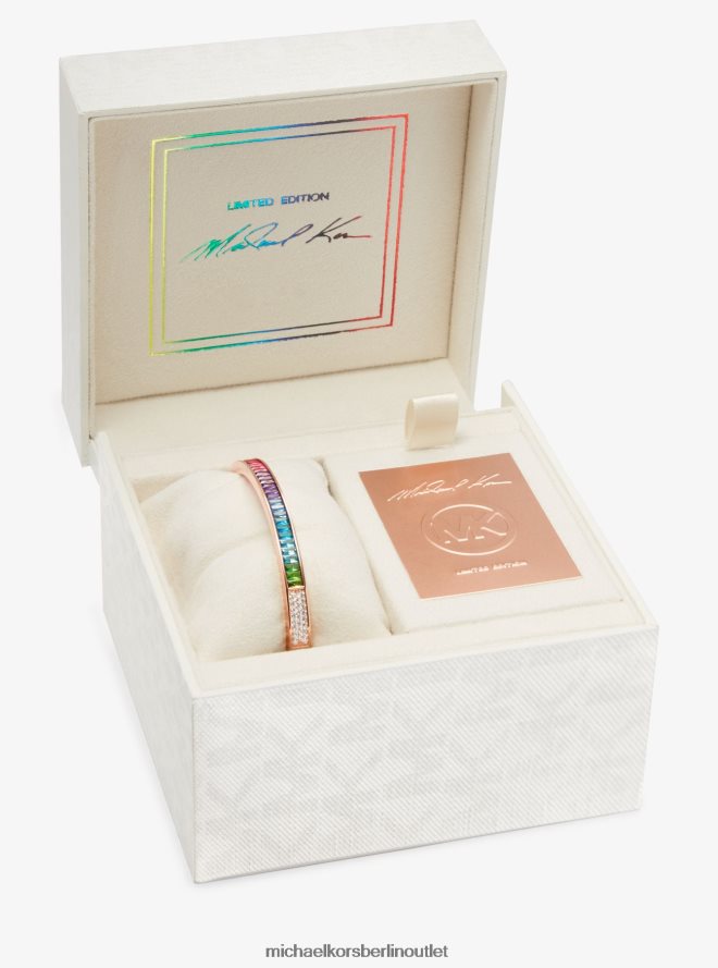 Schmuck de Michael Kors Frauen Pride-Armreif in limitierter Auflage mit 14-Karat-Rosévergoldung und Regenbogen-Pave-Logo Roségold 404V222478