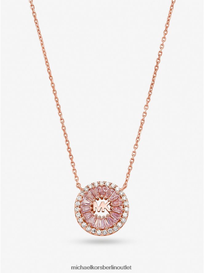 Schmuck de Michael Kors Frauen 14-karätig rosévergoldete Halo-Halskette aus Sterlingsilber mit Pavé-Fassung Roségold 404V222495