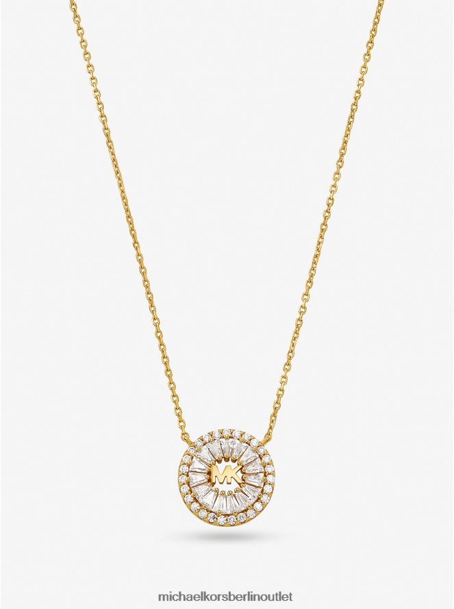 Schmuck de Michael Kors Frauen Halo-Halskette aus Sterlingsilber mit Edelmetallbeschichtung und Pavé-Fassung Gold 404V222497