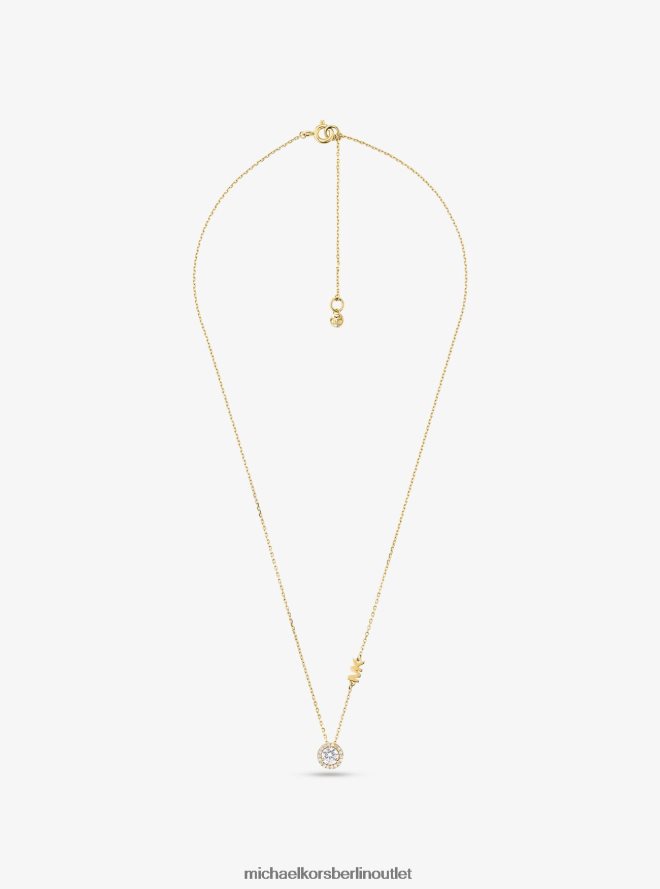 Schmuck de Michael Kors Frauen Halo-Halskette aus Sterlingsilber mit Edelmetallbeschichtung und Pavé-Fassung Gold 404V222503