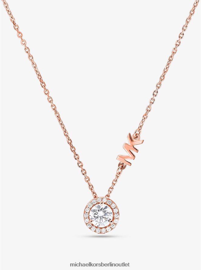 Schmuck de Michael Kors Frauen Halo-Halskette aus Sterlingsilber mit Edelmetallbeschichtung und Pavé-Fassung Roségold 404V222502