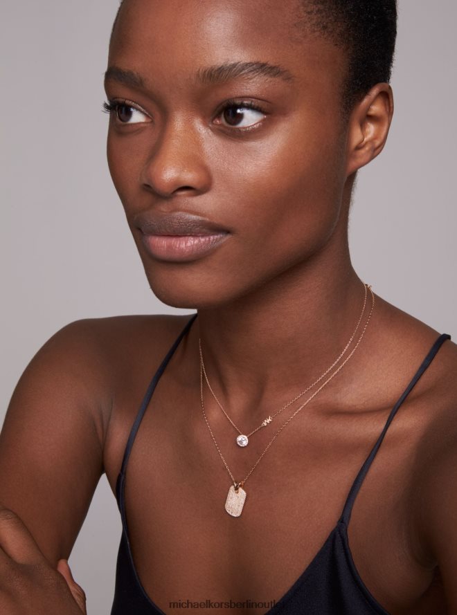 Schmuck de Michael Kors Frauen Halo-Halskette aus Sterlingsilber mit Edelmetallbeschichtung und Pavé-Fassung Roségold 404V222502