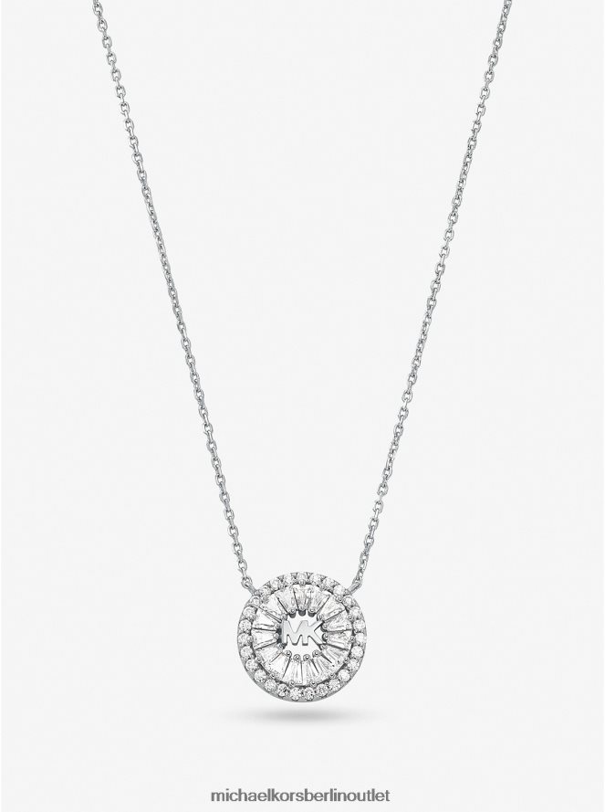 Schmuck de Michael Kors Frauen Halo-Halskette aus Sterlingsilber mit Edelmetallbeschichtung und Pavé-Fassung Silber 404V222496