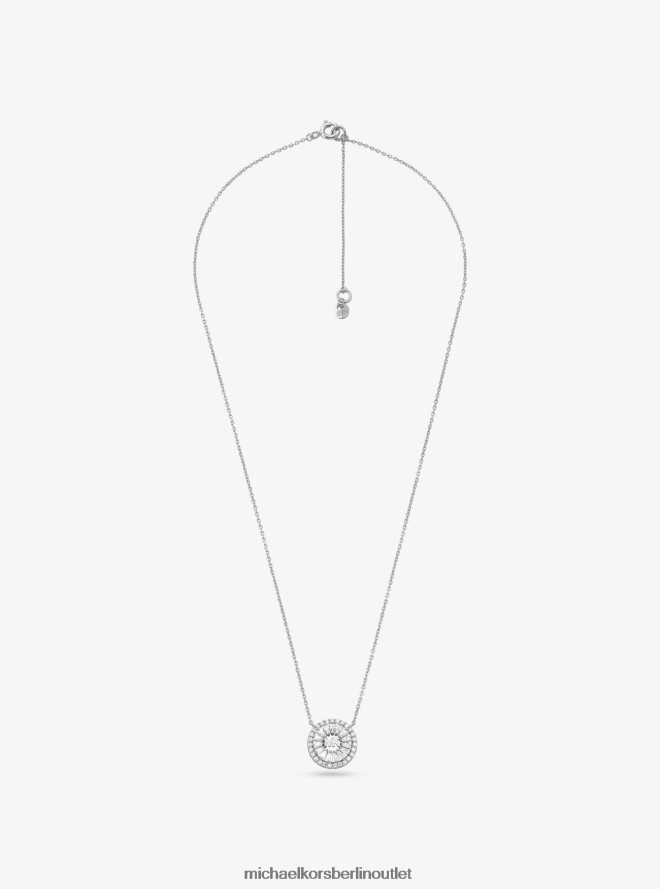 Schmuck de Michael Kors Frauen Halo-Halskette aus Sterlingsilber mit Edelmetallbeschichtung und Pavé-Fassung Silber 404V222496