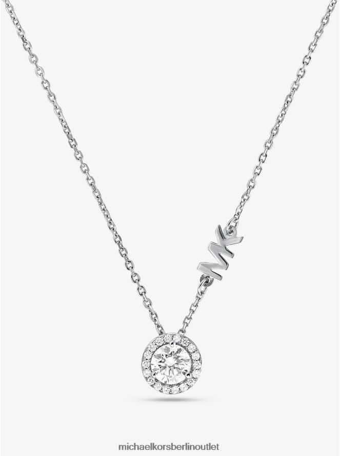 Schmuck de Michael Kors Frauen Halo-Halskette aus Sterlingsilber mit Edelmetallbeschichtung und Pavé-Fassung Silber 404V222501
