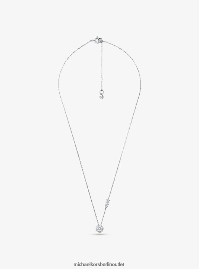 Schmuck de Michael Kors Frauen Halo-Halskette aus Sterlingsilber mit Edelmetallbeschichtung und Pavé-Fassung Silber 404V222501