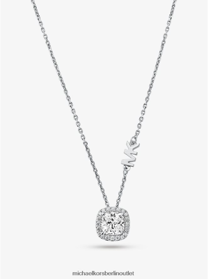 Schmuck de Michael Kors Frauen Halo-Halskette aus Sterlingsilber mit Pavé-Fassung Silber 404V222509