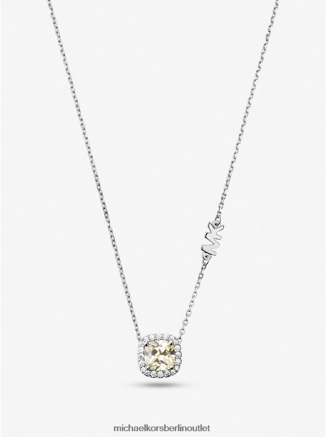 Schmuck de Michael Kors Frauen Halo-Halskette aus Sterlingsilber mit Pavé-Fassung Silber 404V222511