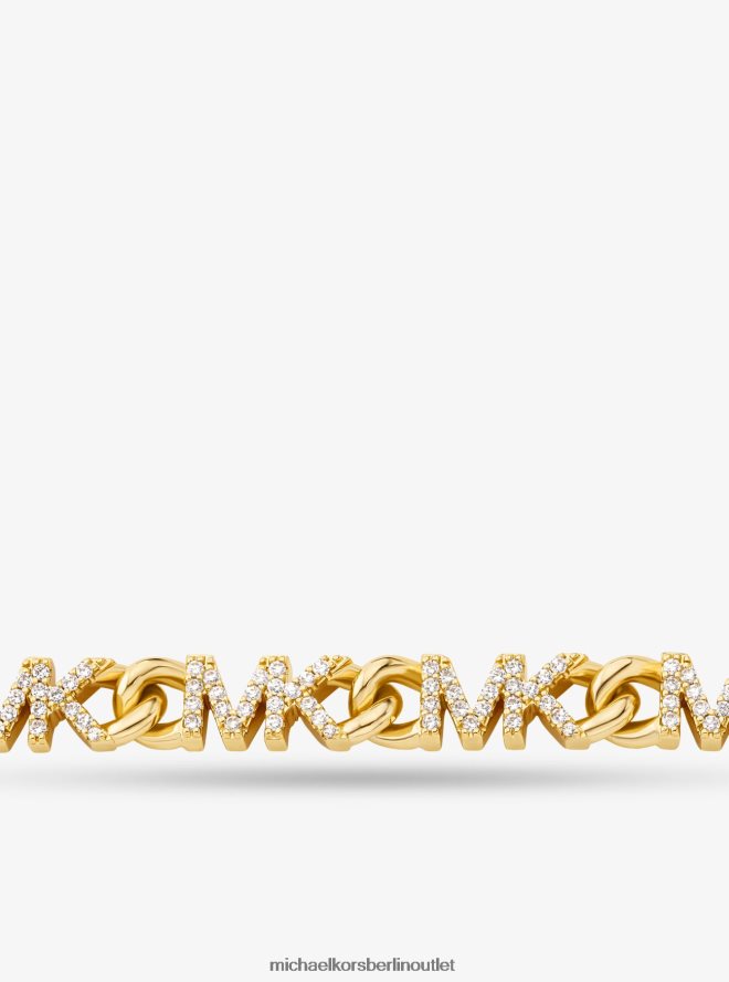 Schmuck de Michael Kors Frauen Halskette aus 14 Karat vergoldetem Messing mit Pavé-Logo Gold 404V222499