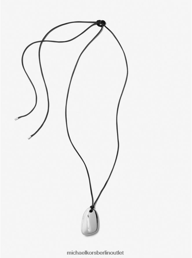 Schmuck de Michael Kors Frauen Halskette aus edlem Messing und Seidenkiesel aus der Kollektion Silber 404V223877