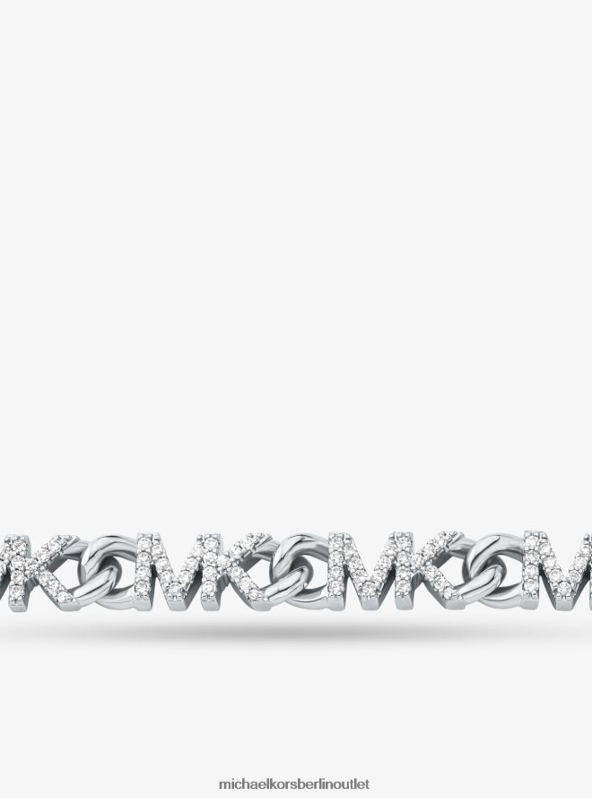 Schmuck de Michael Kors Frauen Halskette mit Pavé-Logo aus platiniertem Messing Silber 404V222500