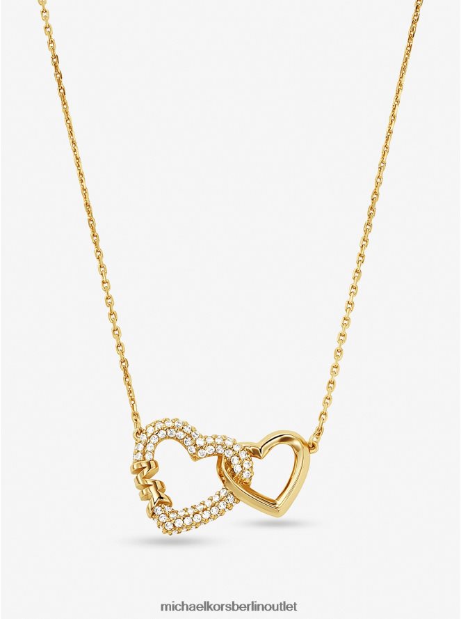 Schmuck de Michael Kors Frauen Halskette mit ineinandergreifenden Herzen aus edelmetallbeschichtetem Sterlingsilber Gold 404V222505