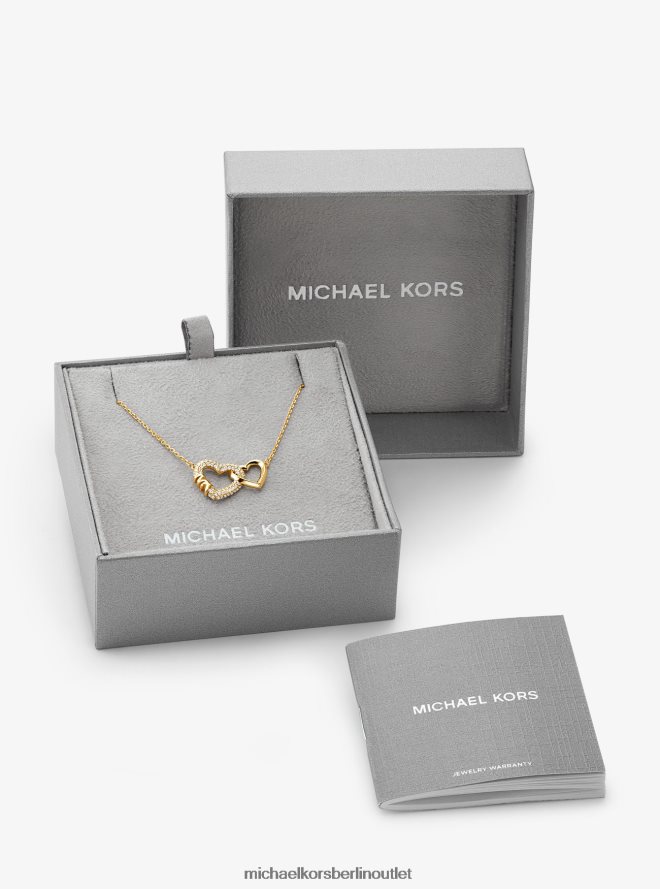 Schmuck de Michael Kors Frauen Halskette mit ineinandergreifenden Herzen aus edelmetallbeschichtetem Sterlingsilber Gold 404V222505