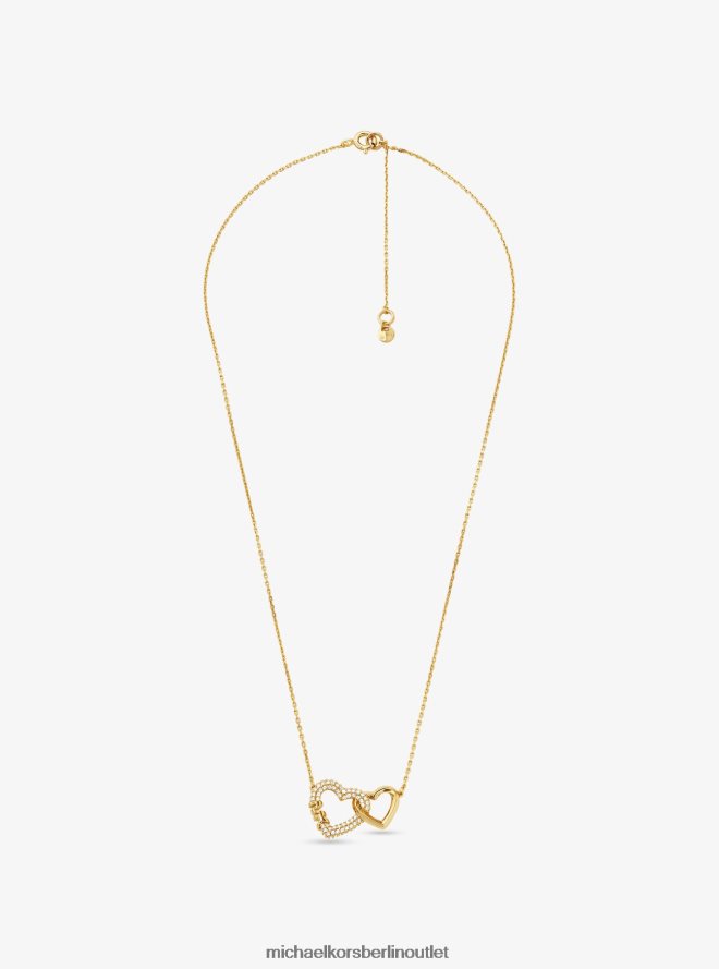 Schmuck de Michael Kors Frauen Halskette mit ineinandergreifenden Herzen aus edelmetallbeschichtetem Sterlingsilber Gold 404V222505