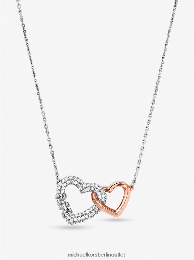 Schmuck de Michael Kors Frauen Halskette mit ineinandergreifenden Herzen aus edelmetallbeschichtetem Sterlingsilber zweifarbig 404V222504