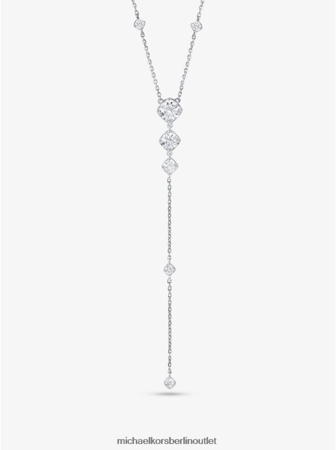 Schmuck de Michael Kors Frauen Lariat-Halskette aus Sterlingsilber mit Pavé-Fassung Silber 404V222507