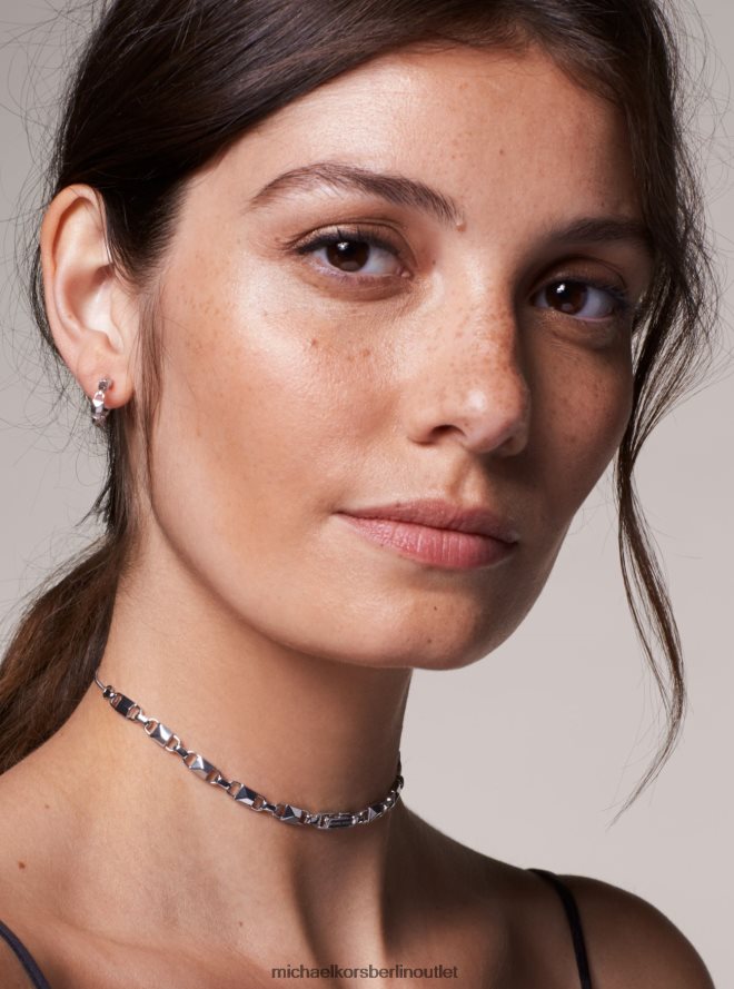 Schmuck de Michael Kors Frauen Mercer-Link-Slider-Halskette aus Sterlingsilber mit Edelmetallbeschichtung Silber 404V222518