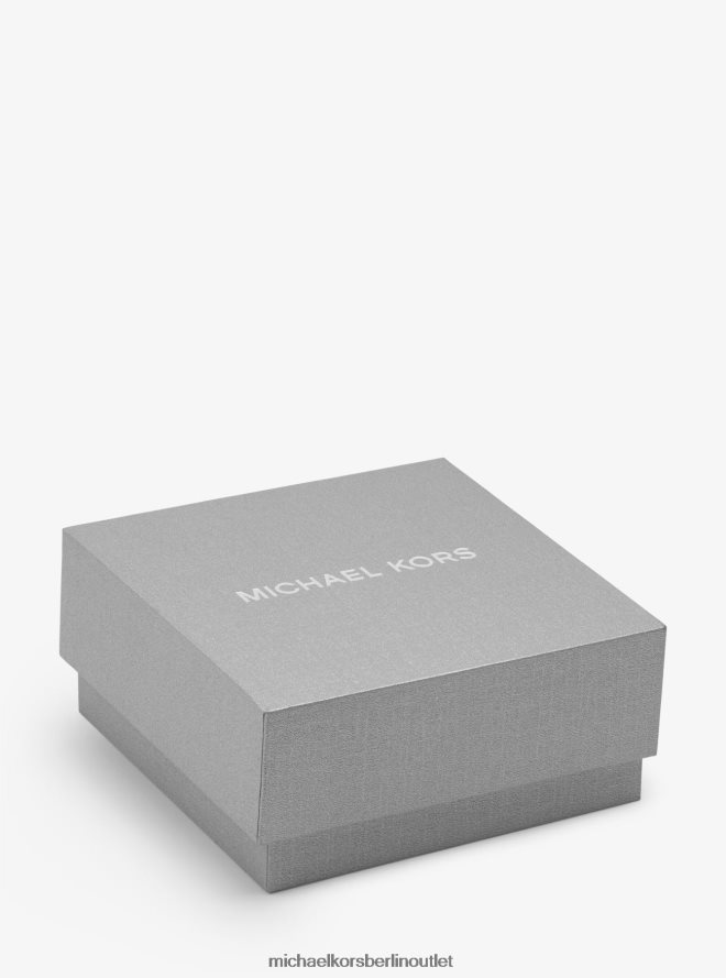 Schmuck de Michael Kors Frauen Set aus 14-karätig vergoldeten Sterlingsilber-Ohrringen und Halskette mit Pavé-Logo-Scheibe Gold 404V222492