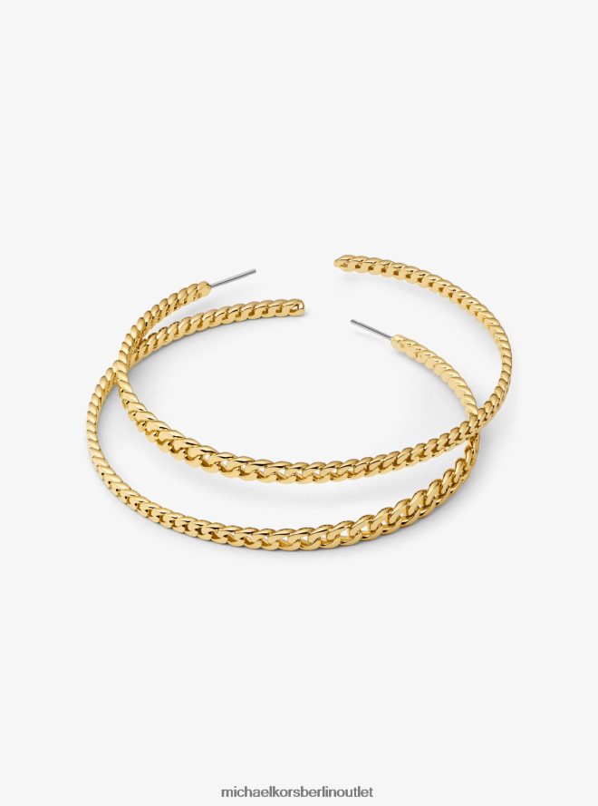 Schmuck de Michael Kors Frauen Creolen aus 14 Karat vergoldetem Messing mit Panzergliedern Gold 404V222524