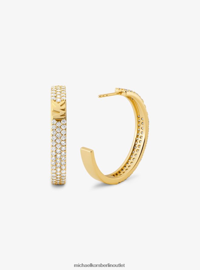 Schmuck de Michael Kors Frauen Creolen aus 14 Karat vergoldetem Sterlingsilber mit Pavé-Logo Gold 404V222542