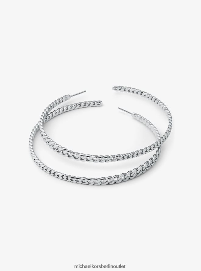 Schmuck de Michael Kors Frauen Creolen mit Panzergliedern aus silberfarbenem Messing Silber 404V222525