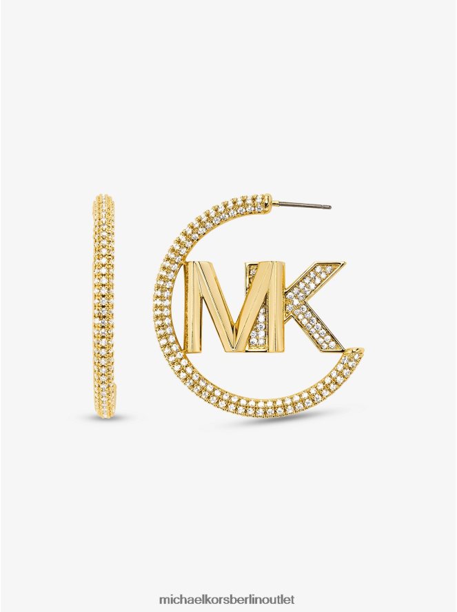 Schmuck de Michael Kors Frauen Creolen mit Pavé-Logo aus Messing mit Edelmetallbeschichtung Gold 404V222535