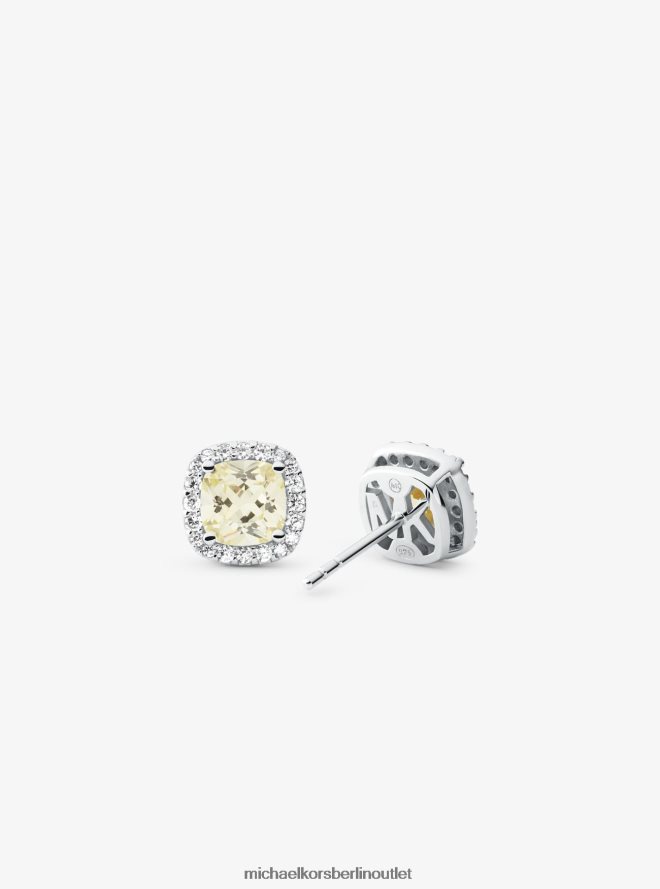 Schmuck de Michael Kors Frauen Halo-Ohrstecker aus Sterlingsilber mit Pavé-Fassung Silber 404V222538