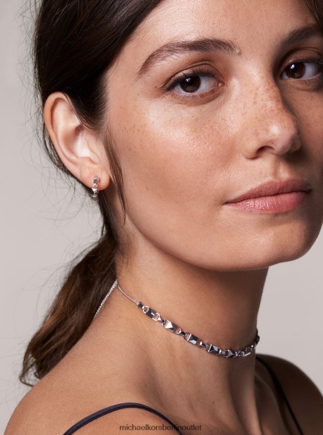 Schmuck de Michael Kors Frauen Mercer-Link-Mini-Creolen aus Sterlingsilber mit Edelmetallbeschichtung Silber 404V222544