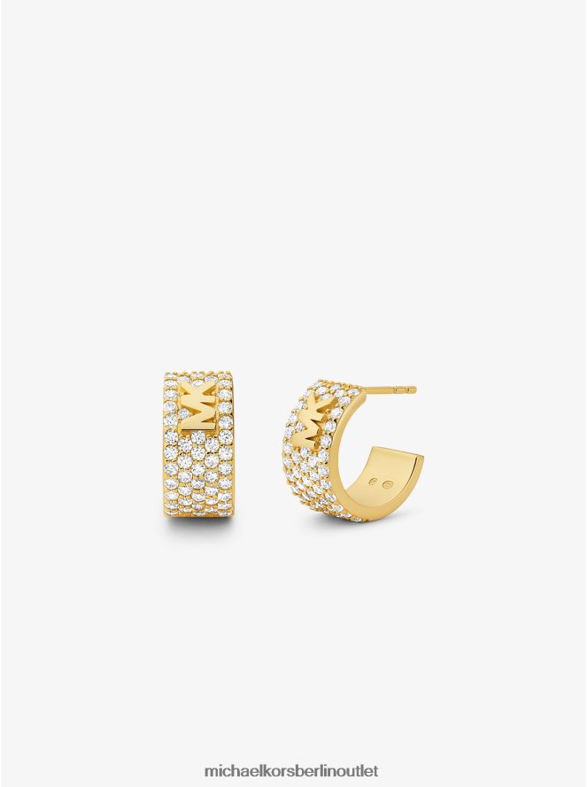 Schmuck de Michael Kors Frauen Mini-Creolen aus Sterlingsilber mit Pavé-Logo und Edelmetallbeschichtung Gold 404V222536